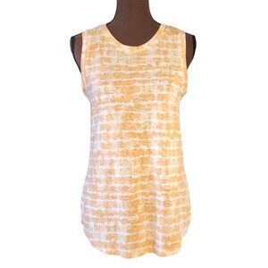 Athleta Tank Top Women Size S Sleeveless Orange White Casual Stretch Sport
